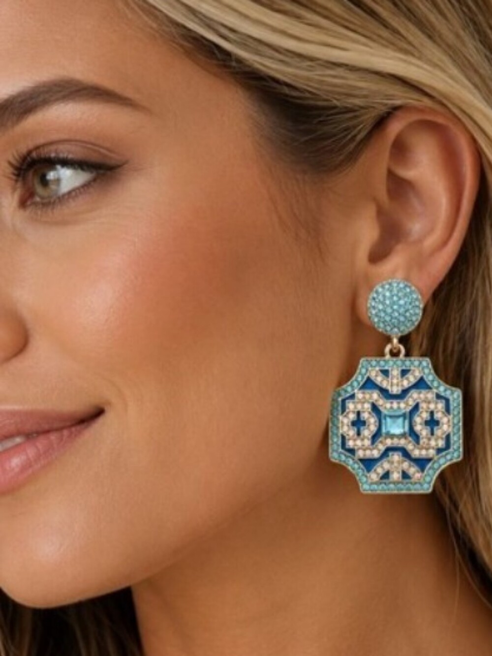 Glam Rhinestone Statement Drop Earrings